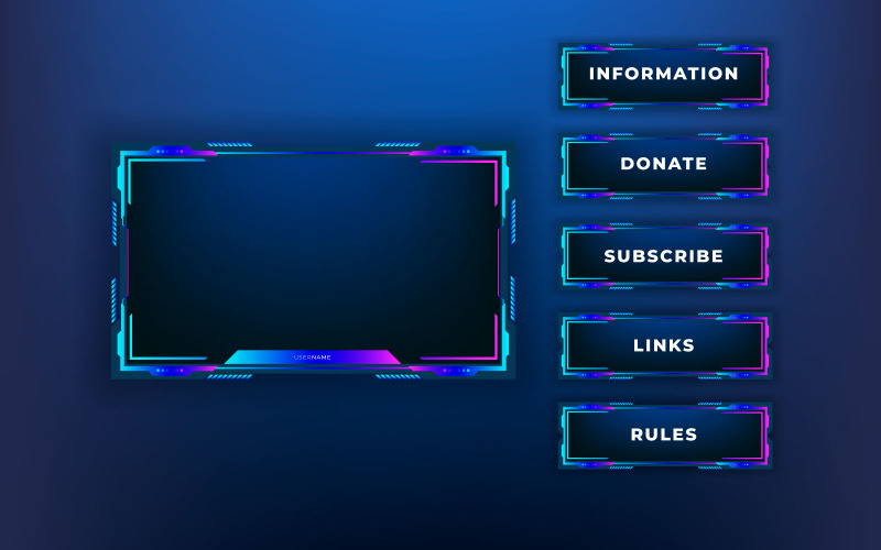 Streaming screen panel overlay design template theme. Live video Illustration