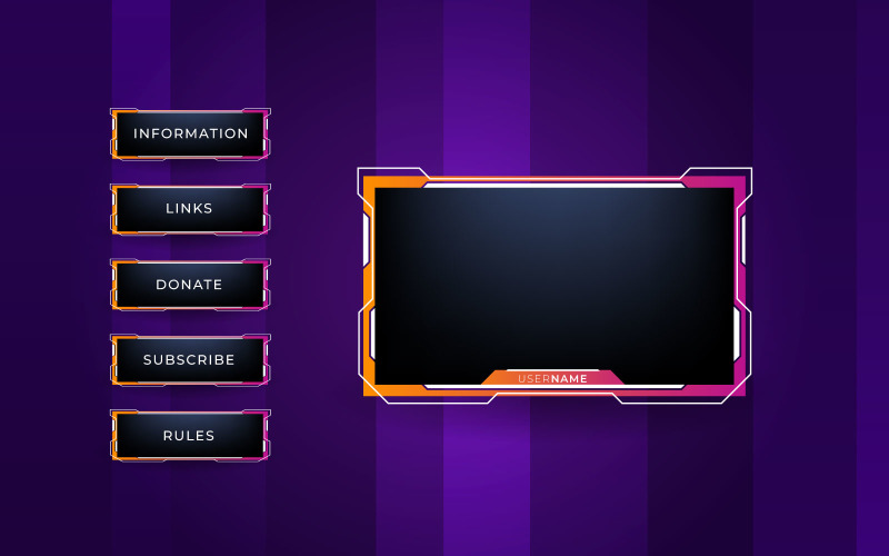 Streaming screen panel overlay design template theme. Live videos Illustration