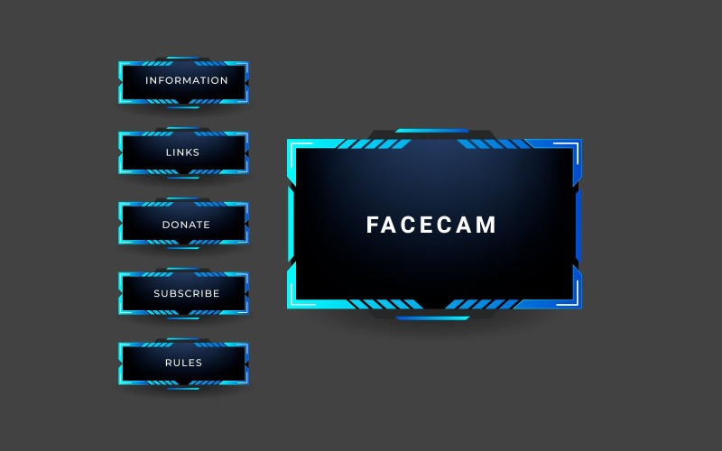 Streaming screen panel overlay design template themes vector Illustration