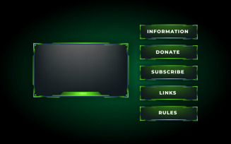 Streaming screen panels overlay design template theme. Live video, online stream