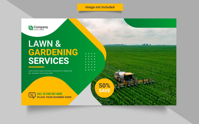 Agro farm and landscaping business web banner design farm management service and social media post Illustration