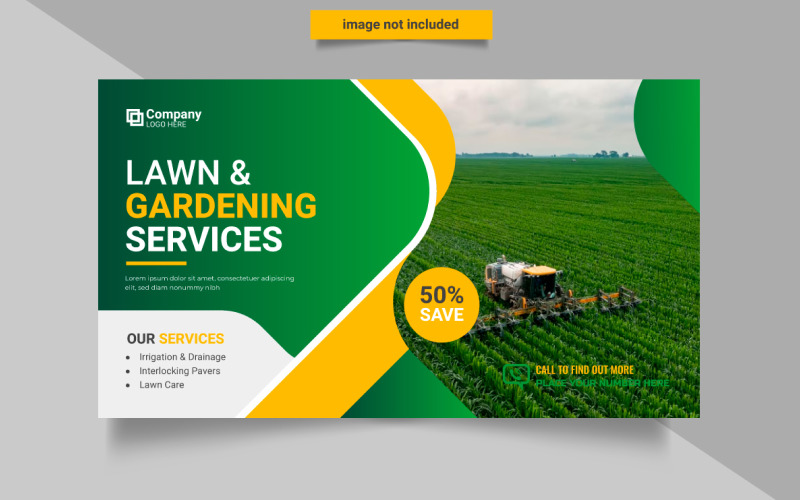Agro farm and landscaping business web banner design farm management service social media post Illustration
