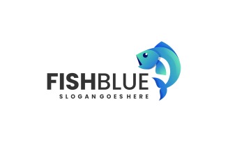 Fish Blue Gradient Logo Style