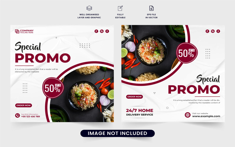 Food discount promo template vector Social Media