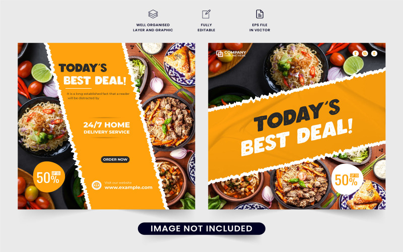 Food menu promo template vector design Social Media