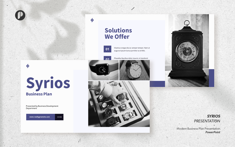 Syrios – deep purple modern business plan presentation PowerPoint Template