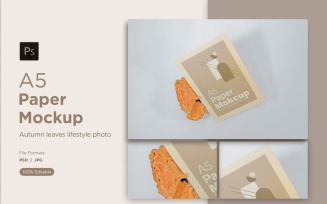 A5 Paper Mockups With Brown stones