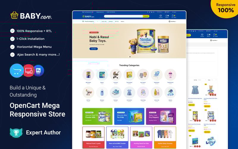Babycare - Kids Store and Toys Store Opencart Responsive Theme OpenCart Template