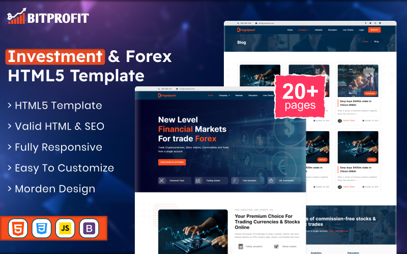 BitProfit - Investment and Forex HTML5 Template Website Template