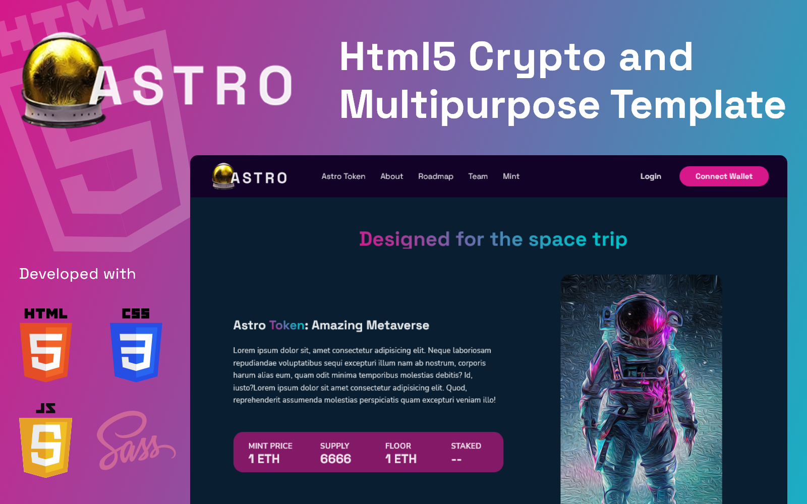 ASTRO Html Crypto NFT and Multipurpose Website Template