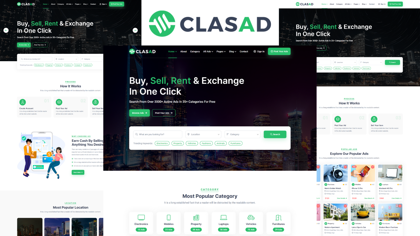Clasad - Classified Ads and Listing HTML5 Template