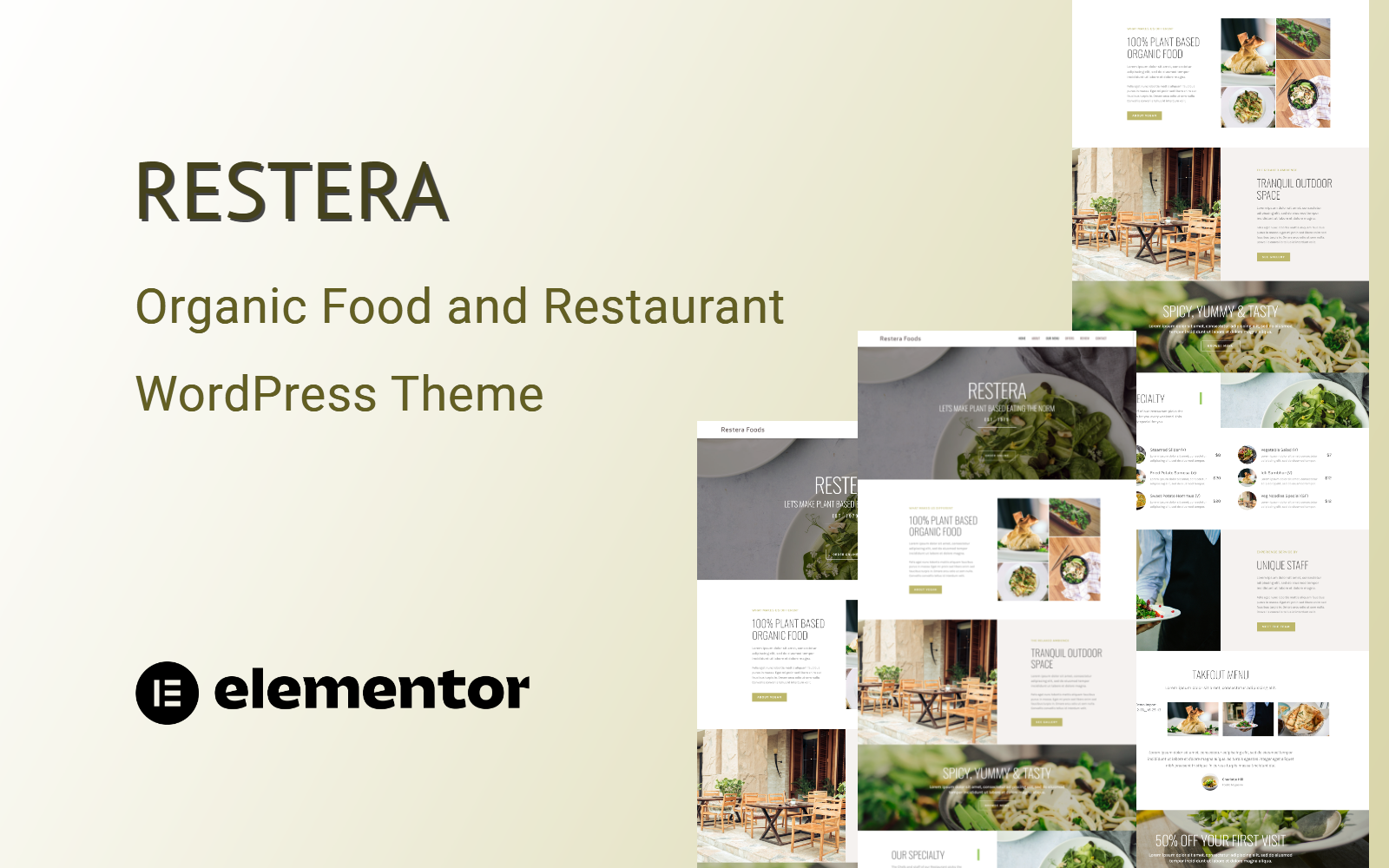 Restera - Organic Food and Restaurant One Page WordPress Theme