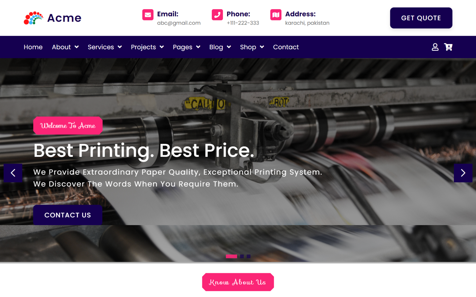 Acme - Print Shop HTML5 Website Template