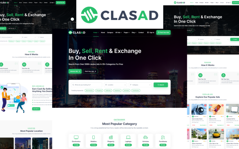 Clasad - Classified Ads and Listing HTML5 Template Website Template