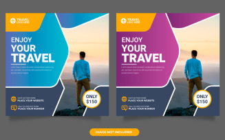 Travel holiday vacation social media post web banner concept vector