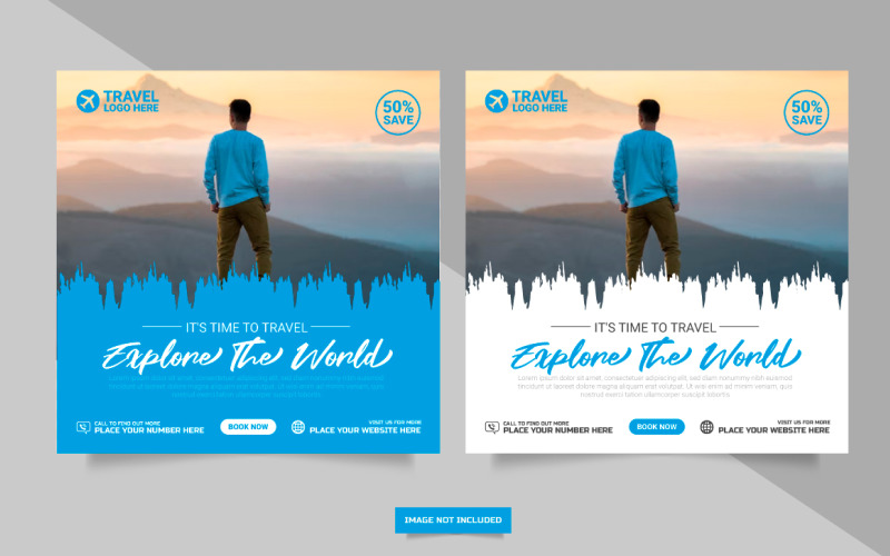 Vector travel holiday vacation social media post web banner style Illustration