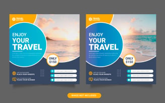 Vector travel holiday vacation social media post web banner