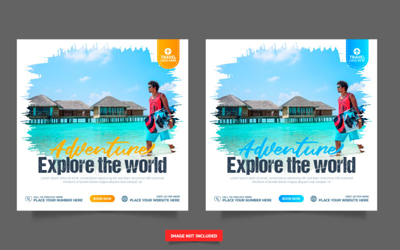 Travel agency social media post template. Web banner, flyer and poster for travelling agency Illustration