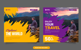 Travel agency social media post template. Web banner, flyer or poster vector