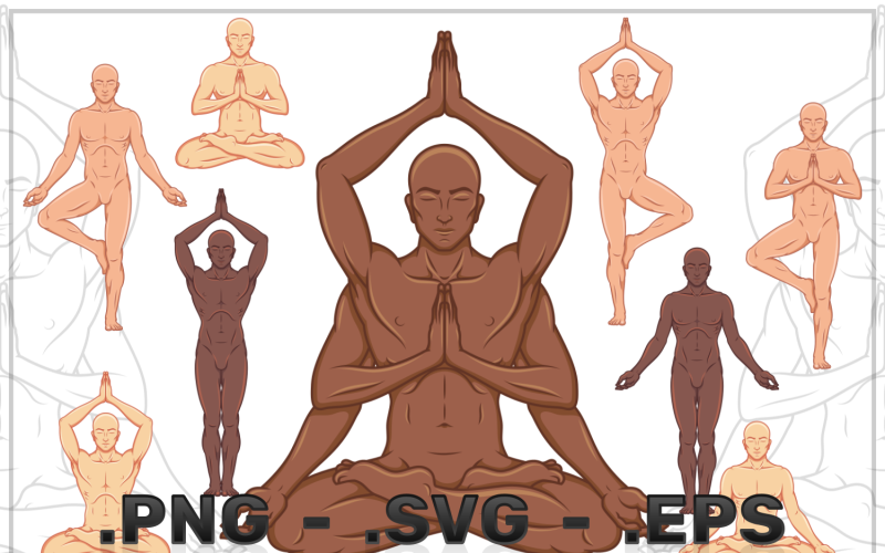 Vector Design Of Men Doing Yoga Vector Graphic