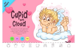 Cartoon Cupid on Cloud. Clipart