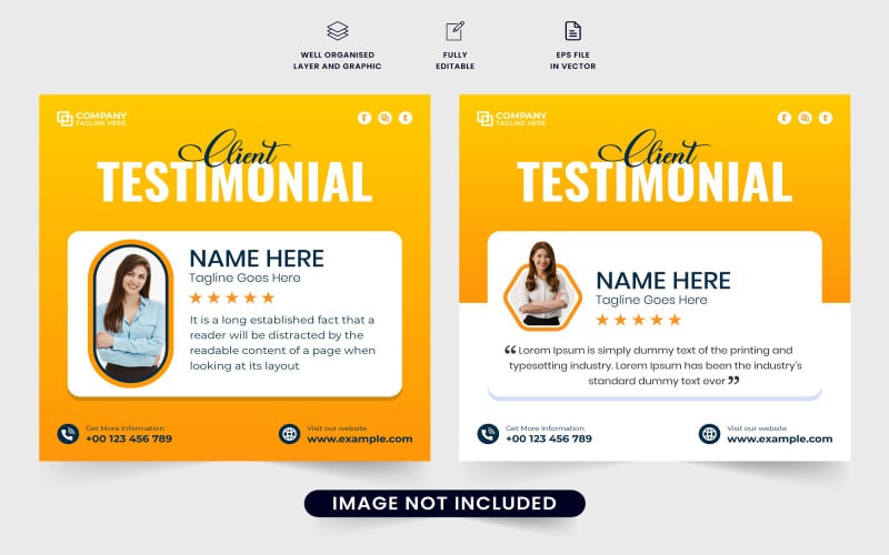 Client testimonial layout template vector Social Media