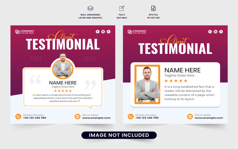 Client testimonial template vector design Social Media