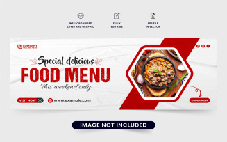 Culinary food menu web banner vector