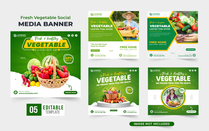 Fresh vegetable sale template bundle Social Media