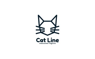 Cat Line Art Logo Template