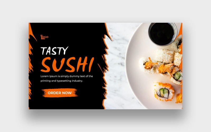 Modern Food Sushi Video Thumbnail Design Social Media