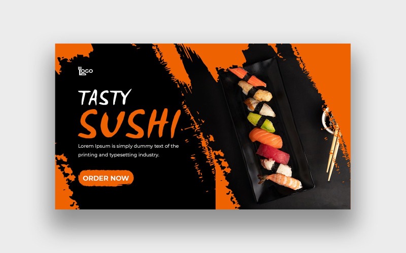 Modern Sushi Food YouTube Thumbnail Design Social Media