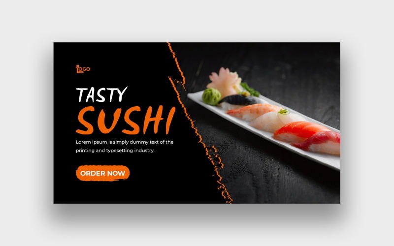 Modern Sushi Food YouTube Thumbnail Template Social Media