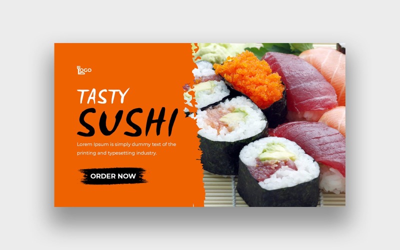 Modern Sushi YouTube Thumbnail Template Social Media