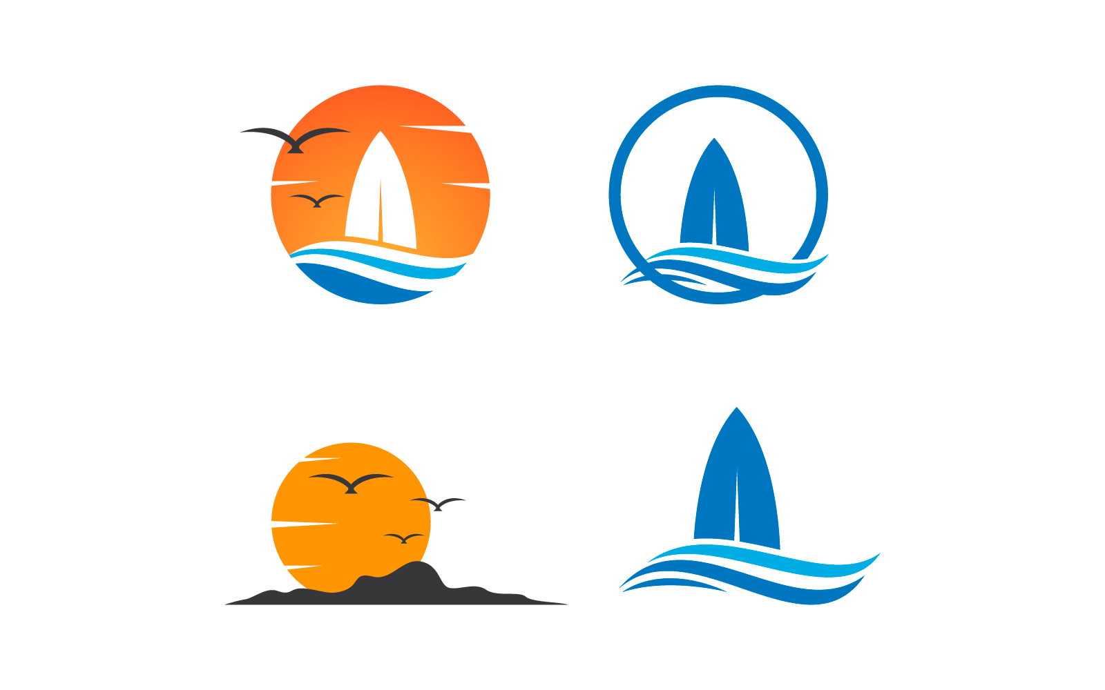 Set of Surfing board logo vector flat design