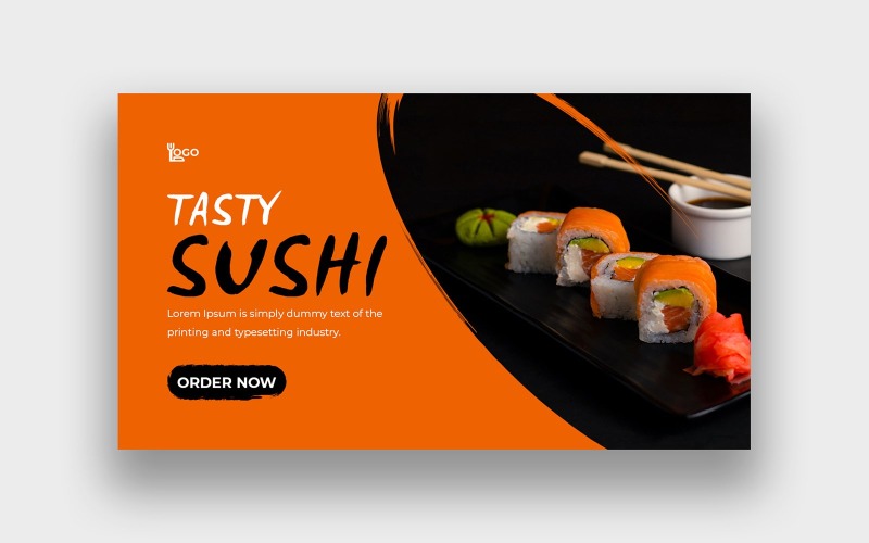 Tasty Sushi YouTube Thumbnail Template Social Media