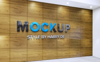 Wooden Wall Indoor Logo Mockup
