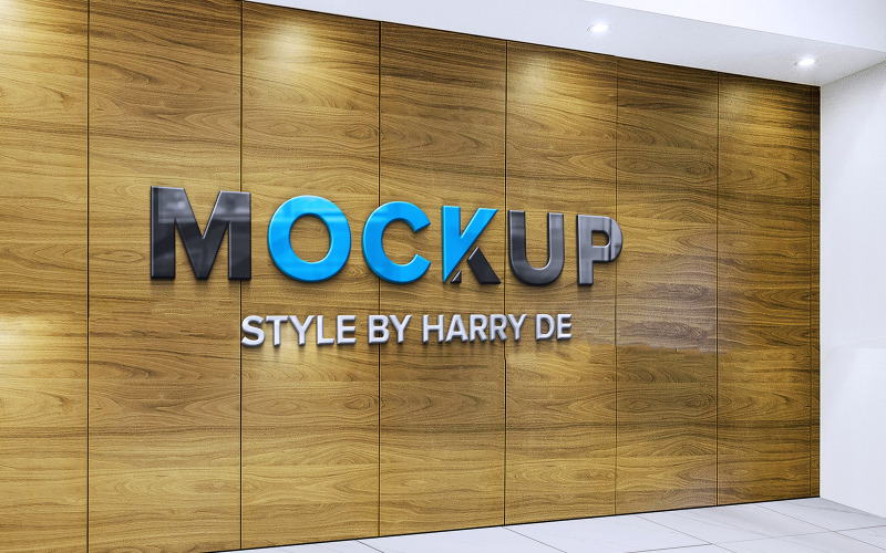 Wooden Wall Indoor Logo Mockup Product Mockup