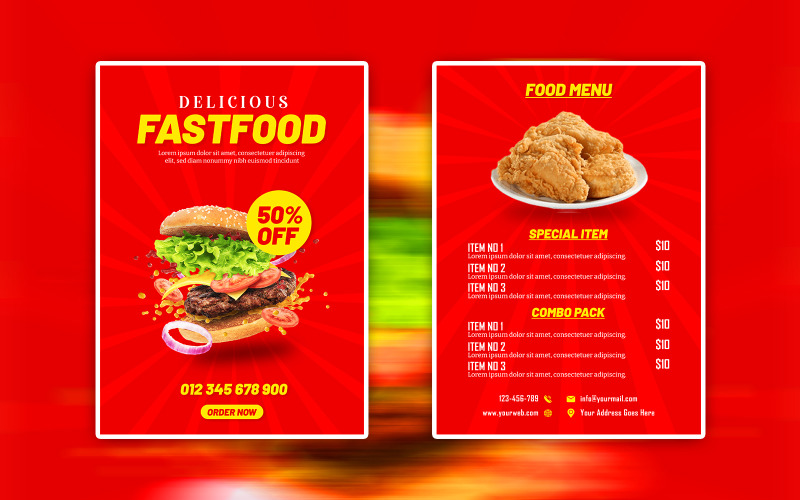 Crispy Fast Food Flyer Print-Ready Design Templates Corporate Identity