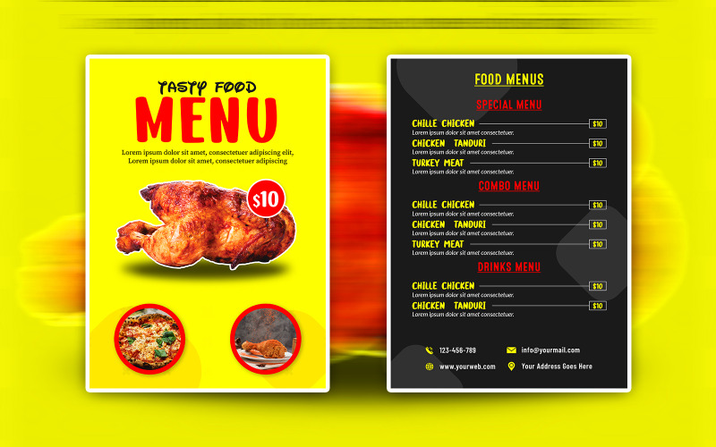 Restuarant's Tasty Fast Food Flyer Print-Ready Design Templates Corporate Identity
