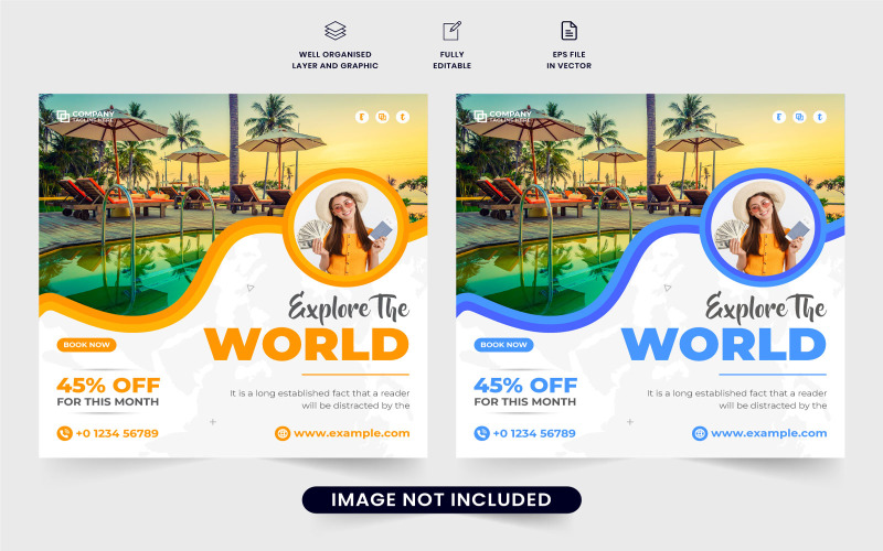 Travel group advertisement template Social Media