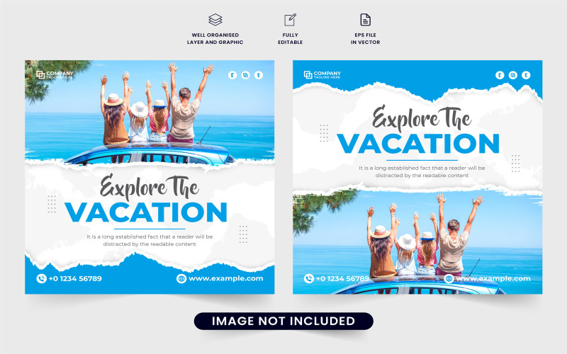Vacation trip planner agency web banner Social Media