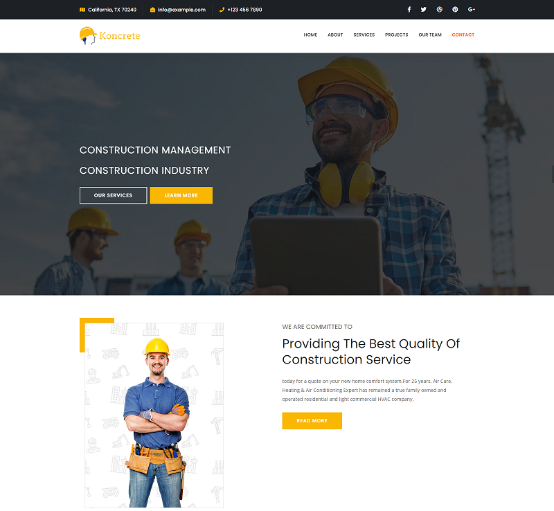 Koncrete - Construction Landing HTML Template