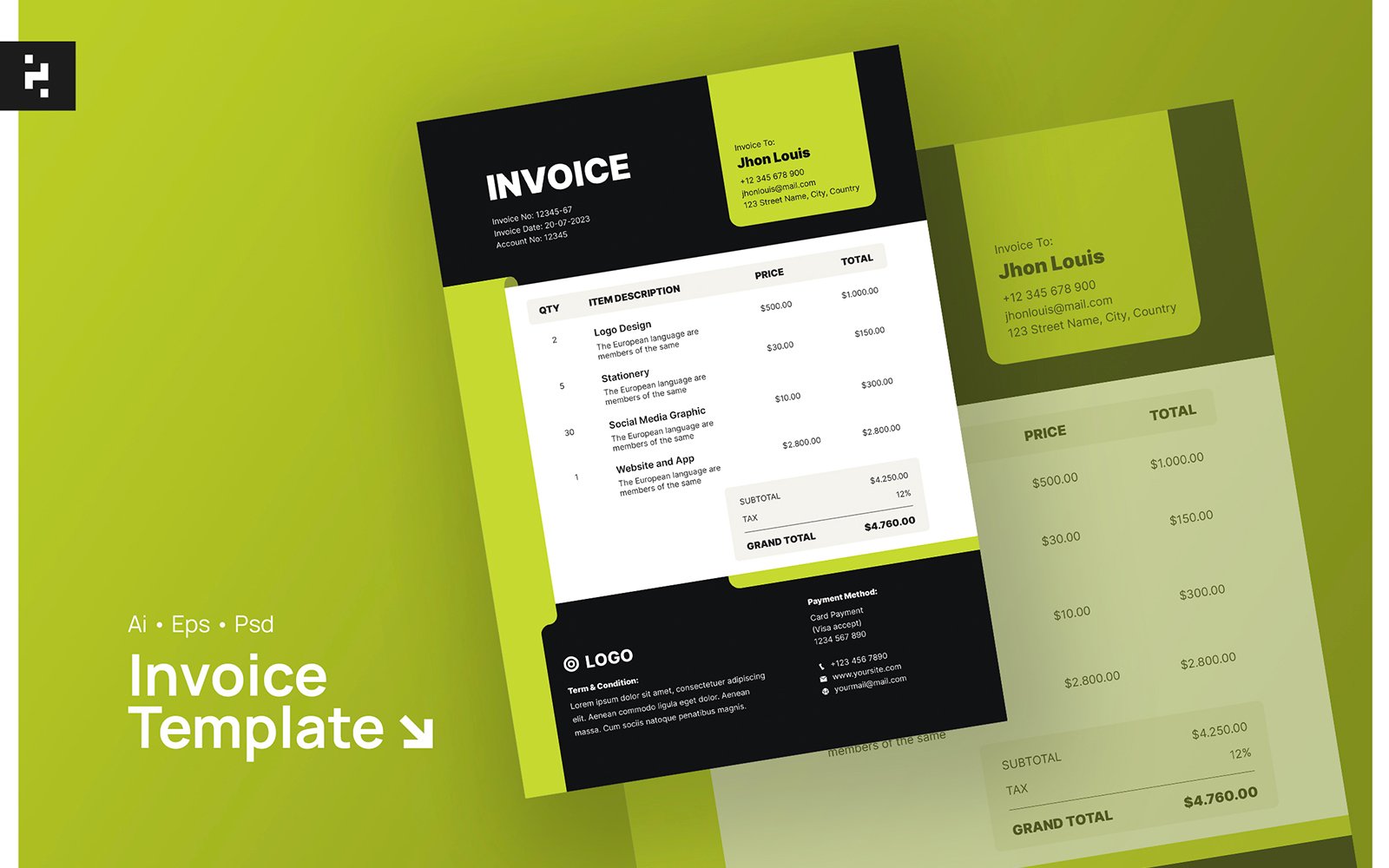 Kit Graphique #299774 Invoice Template Divers Modles Web - Logo template Preview