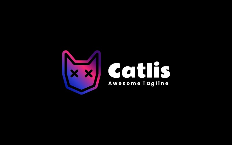 Cat Gradient Logo Style 2 Logo Template