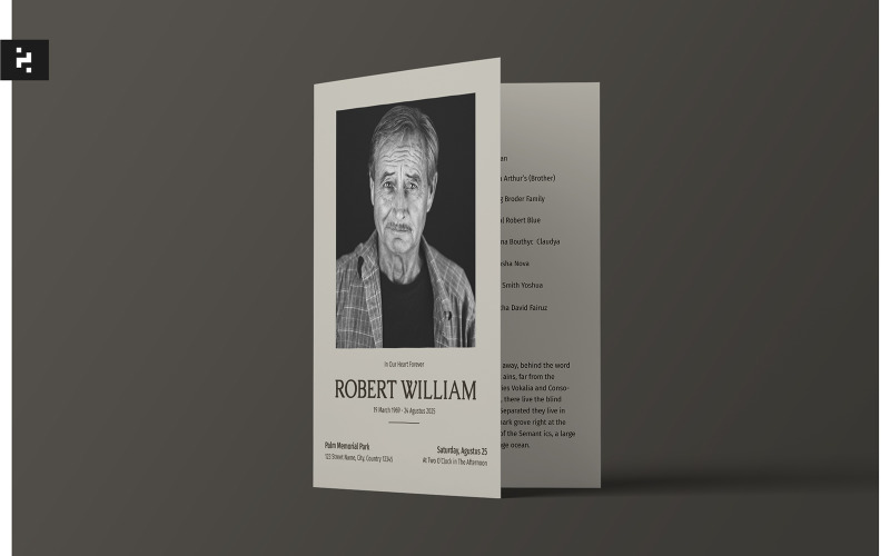 Elegant Neutral Color Funeral Program Corporate Identity