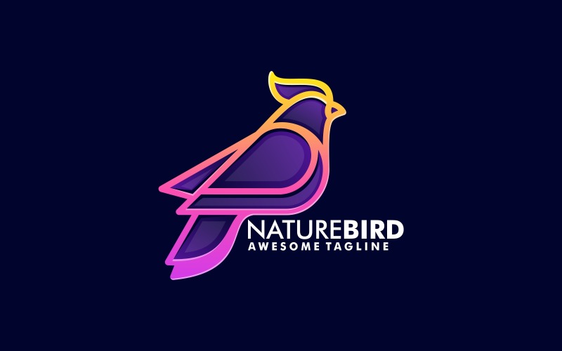 Nature Bird Line Art Gradient Logo Logo Template