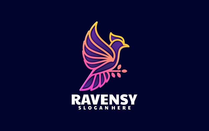Raven Line Art Gradient Logo Logo Template