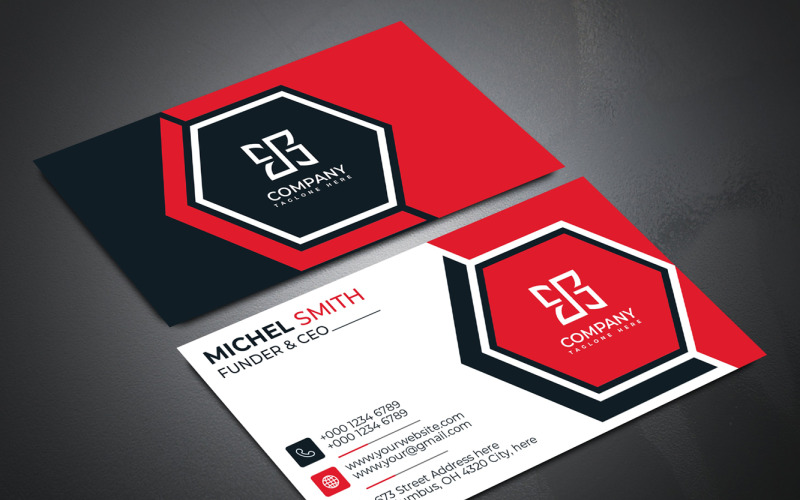 Unique Clean & Creative Modern Professional Business Card Design Template, Corporate Identity