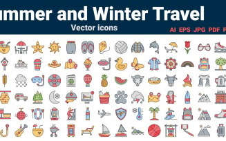 Winter and Summer Travel Icons Pack